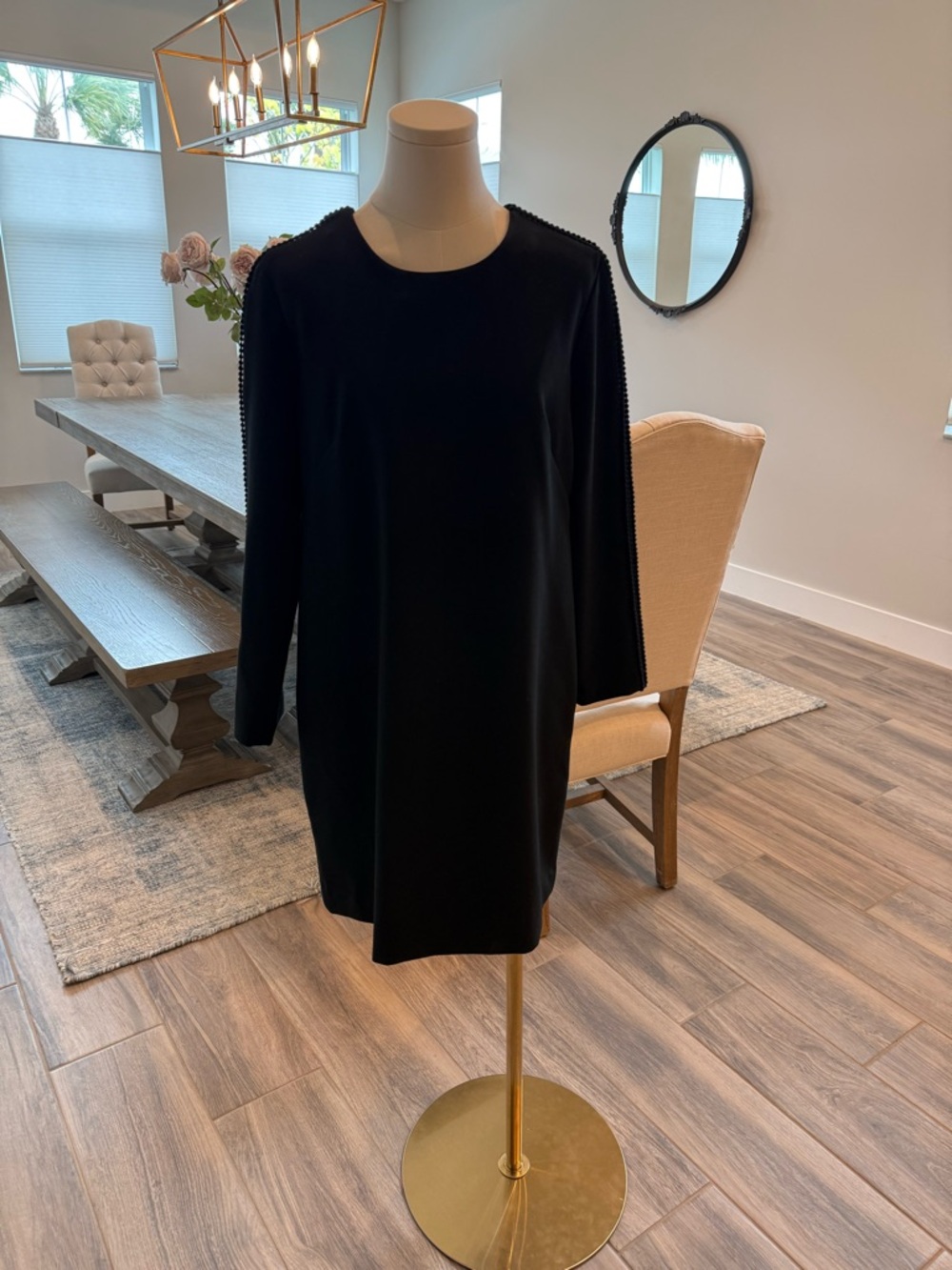 Banana Republic Black Long-Sleeve Shift Dress